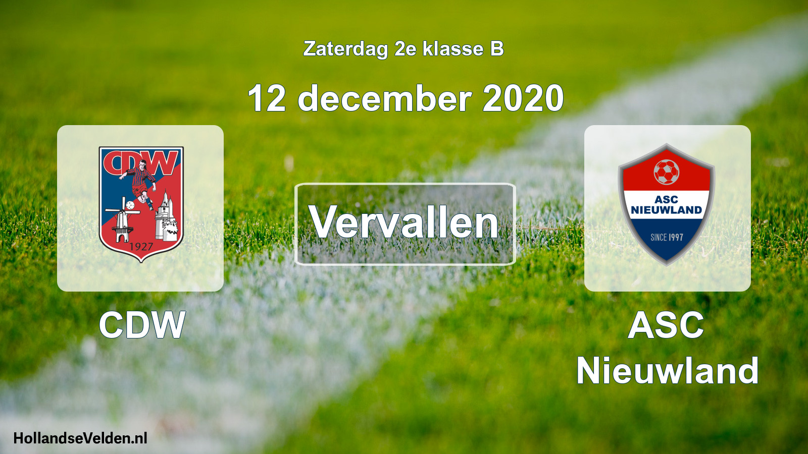 Scheduled Match: CDW - ASC Nieuwland (12 December 2020)