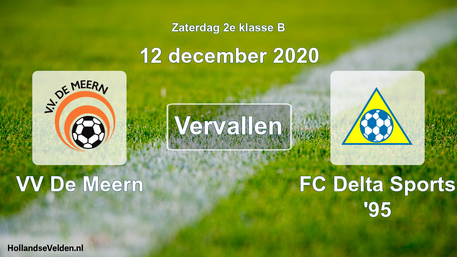 Scheduled Match: VV De Meern - FC Delta Sports '95 (12 December 2020)