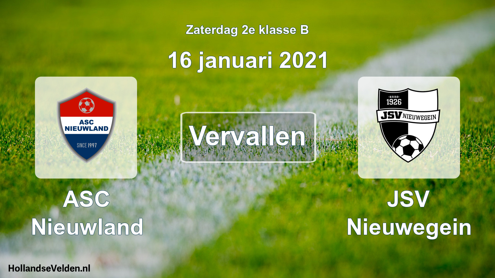 Scheduled Match: ASC Nieuwland - JSV Nieuwegein (16 January 2021)