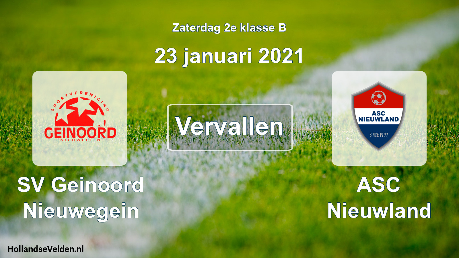 Scheduled Match: SV Geinoord Nieuwegein - ASC Nieuwland (23 January 2021)
