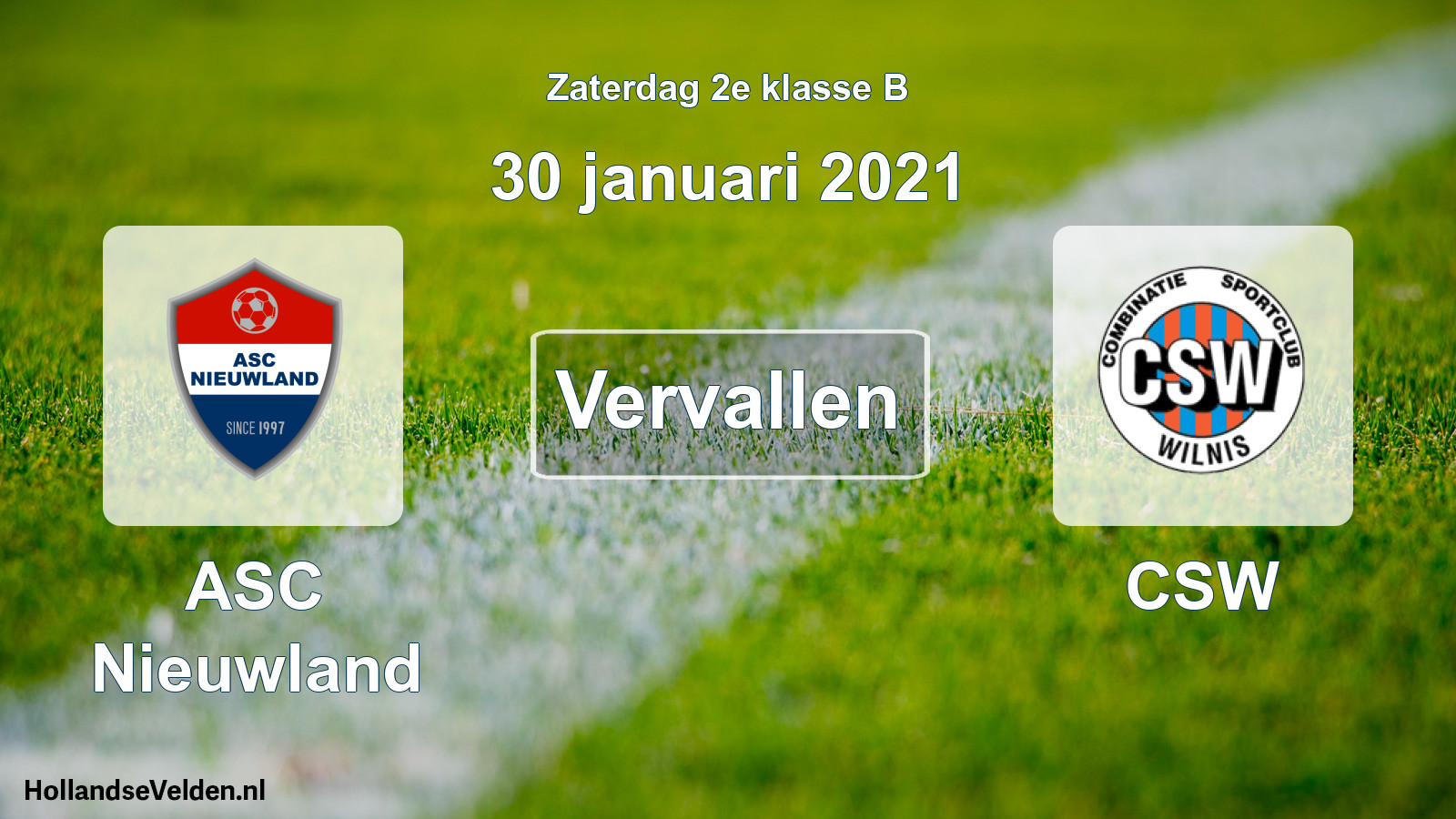 Scheduled Match: ASC Nieuwland - CSW (30 January 2021)