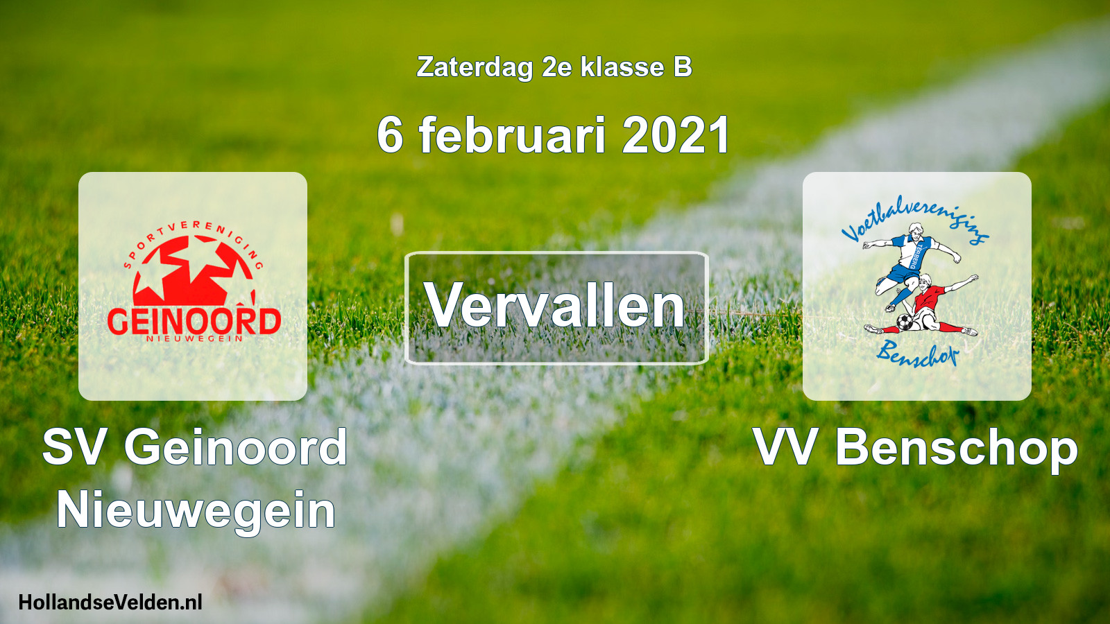 Scheduled Match: SV Geinoord Nieuwegein - VV Benschop (6 February 2021)