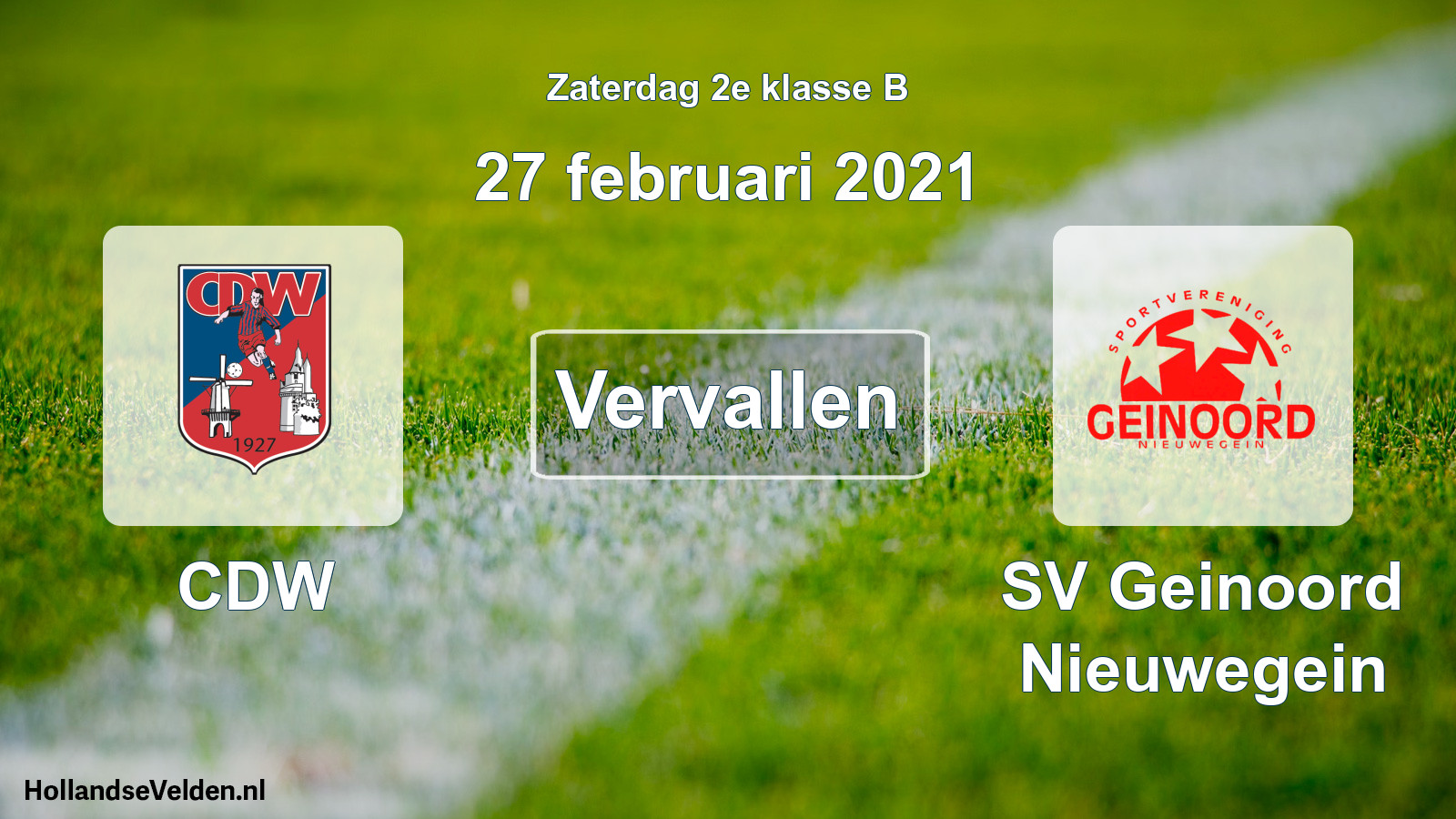 Scheduled Match: CDW - SV Geinoord Nieuwegein (27 February 2021)