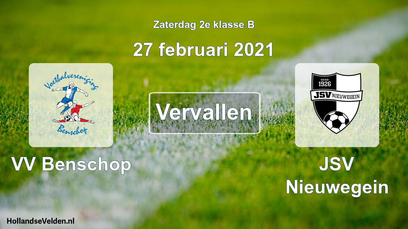 Scheduled Match: VV Benschop - JSV Nieuwegein (27 February 2021)