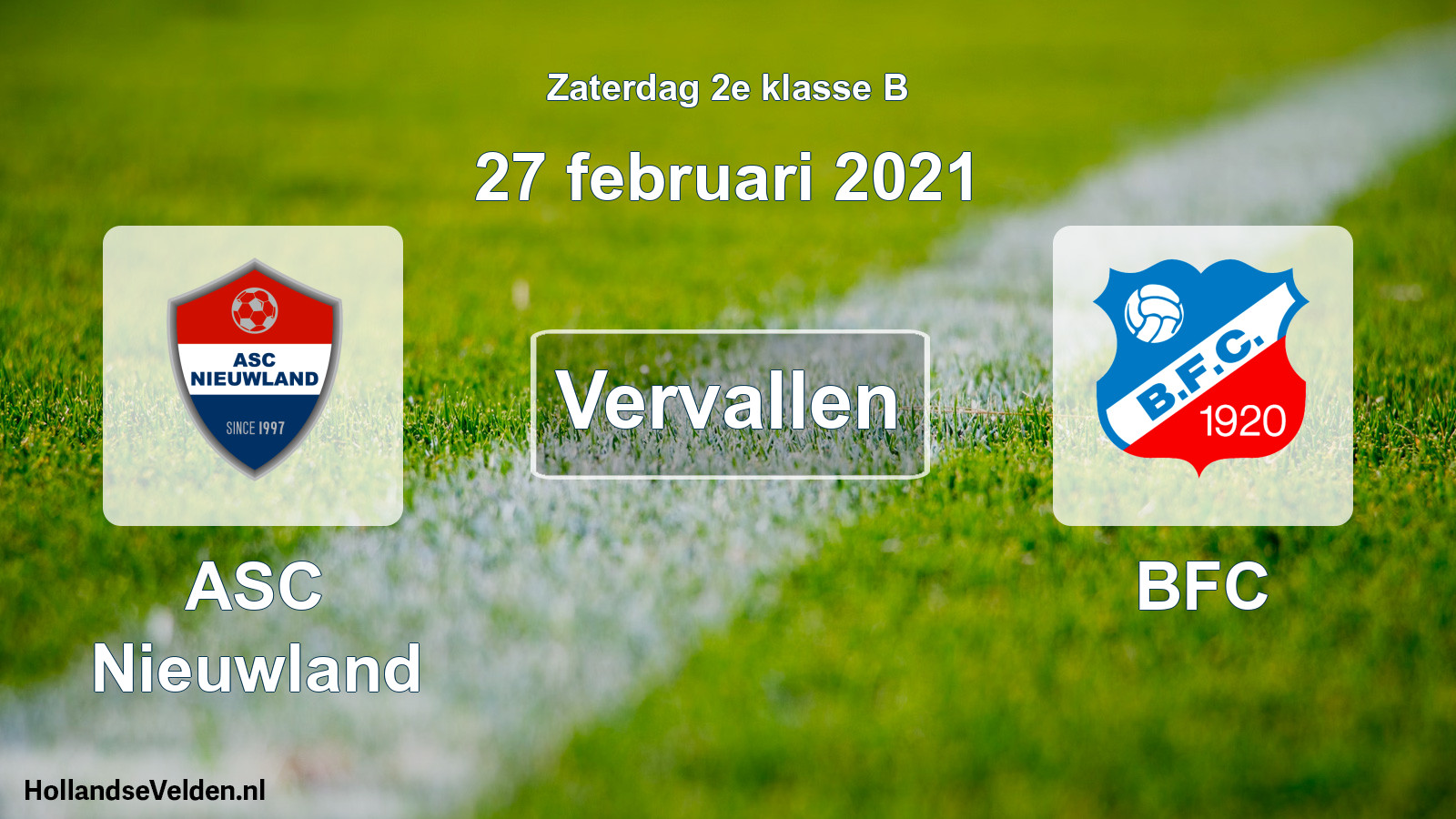 Scheduled Match: ASC Nieuwland - BFC (27 February 2021)