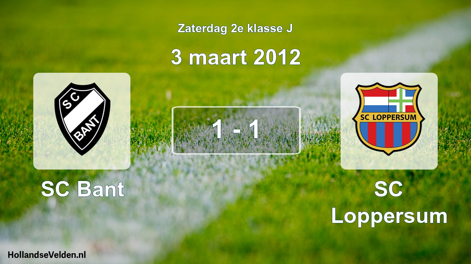 Total number of matches played: SC Bant - SC Loppersum 1 - 1 (3 March 2012)