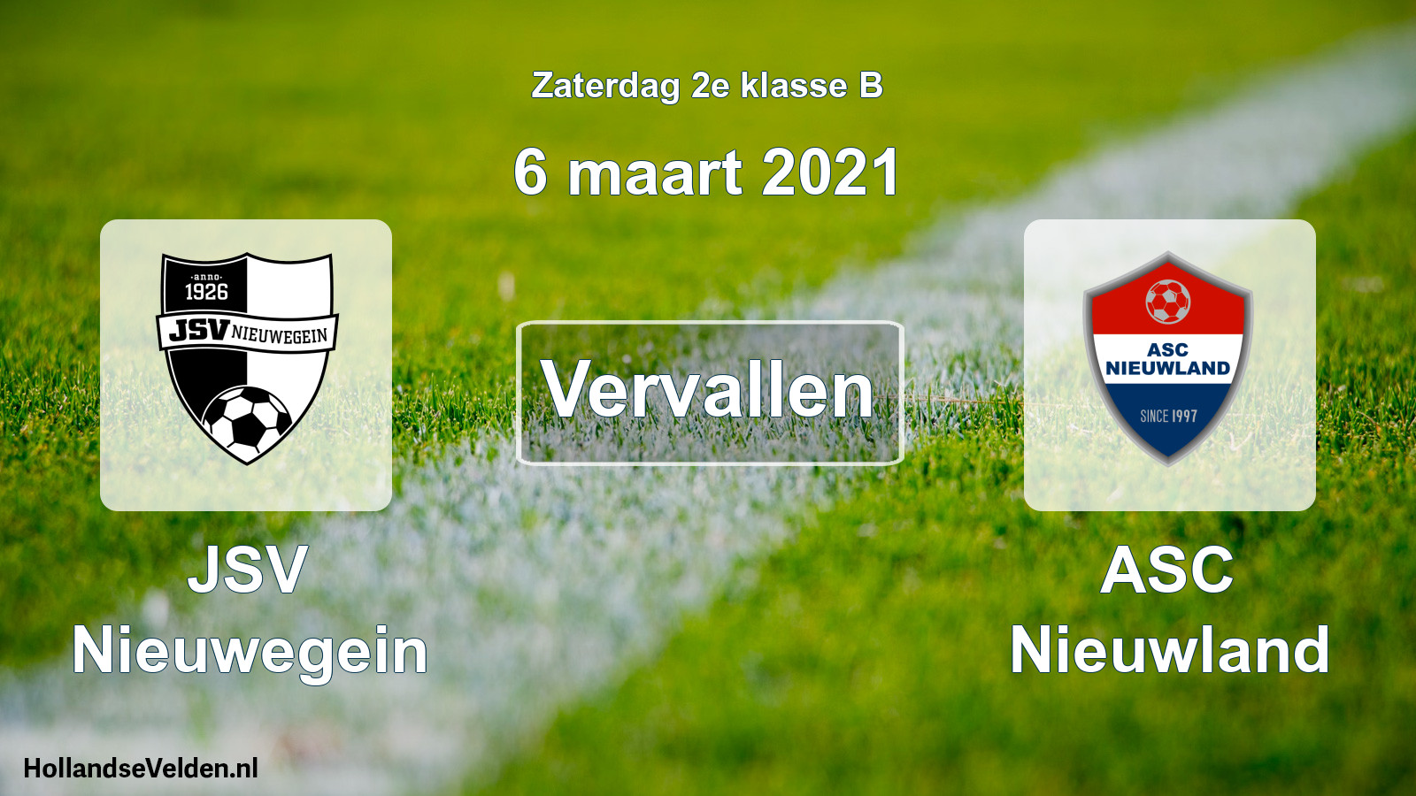 Scheduled Match: JSV Nieuwegein - ASC Nieuwland (6 March 2021)