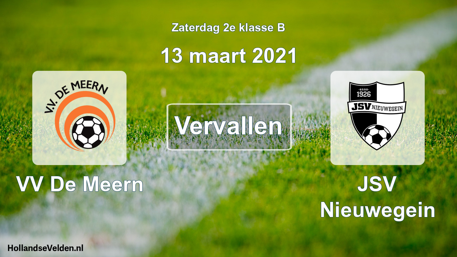 Scheduled Match: VV De Meern - JSV Nieuwegein (13 March 2021)