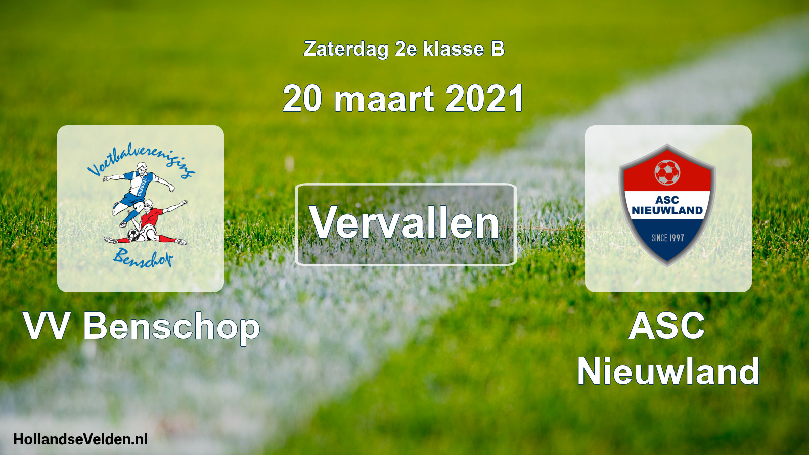 Geplande wedstrijd: VV Benschop - ASC Nieuwland (20 maart 2021)