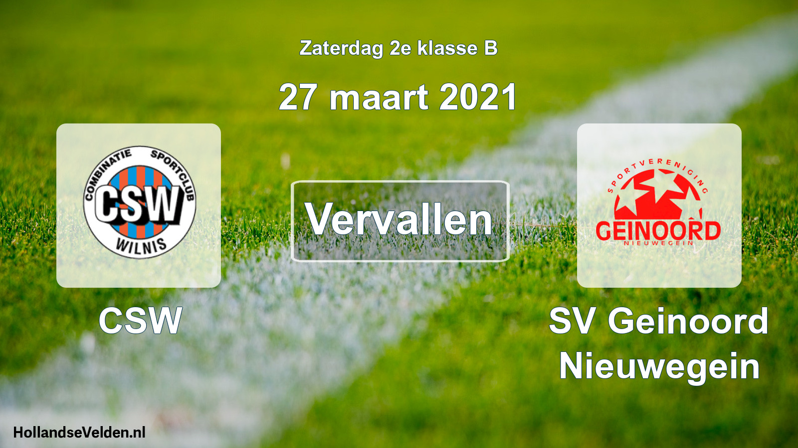 Scheduled Match: CSW - SV Geinoord Nieuwegein (27 March 2021)