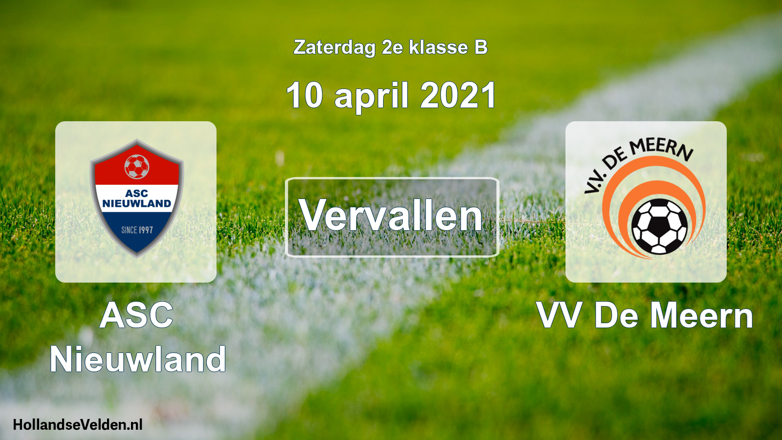 Scheduled Match: ASC Nieuwland - VV De Meern (10 April 2021)