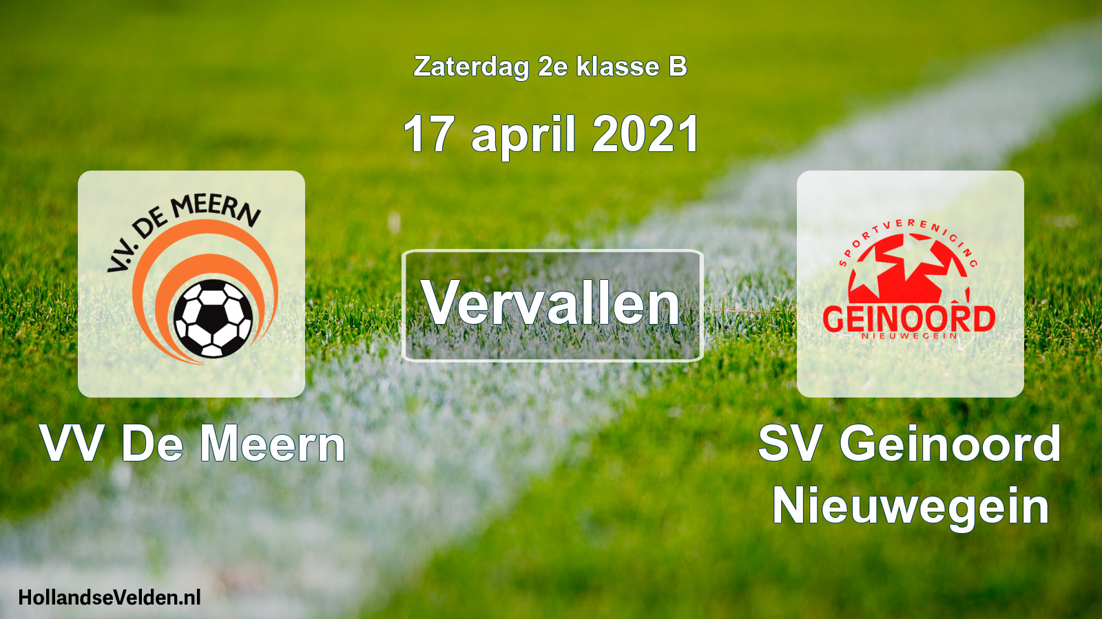 Scheduled Match: VV De Meern - SV Geinoord Nieuwegein (17 April 2021)