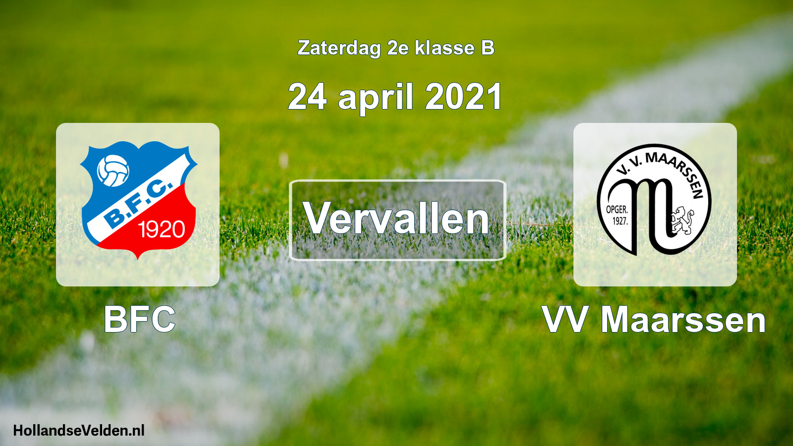 Scheduled Match: BFC - VV Maarssen (24 April 2021)