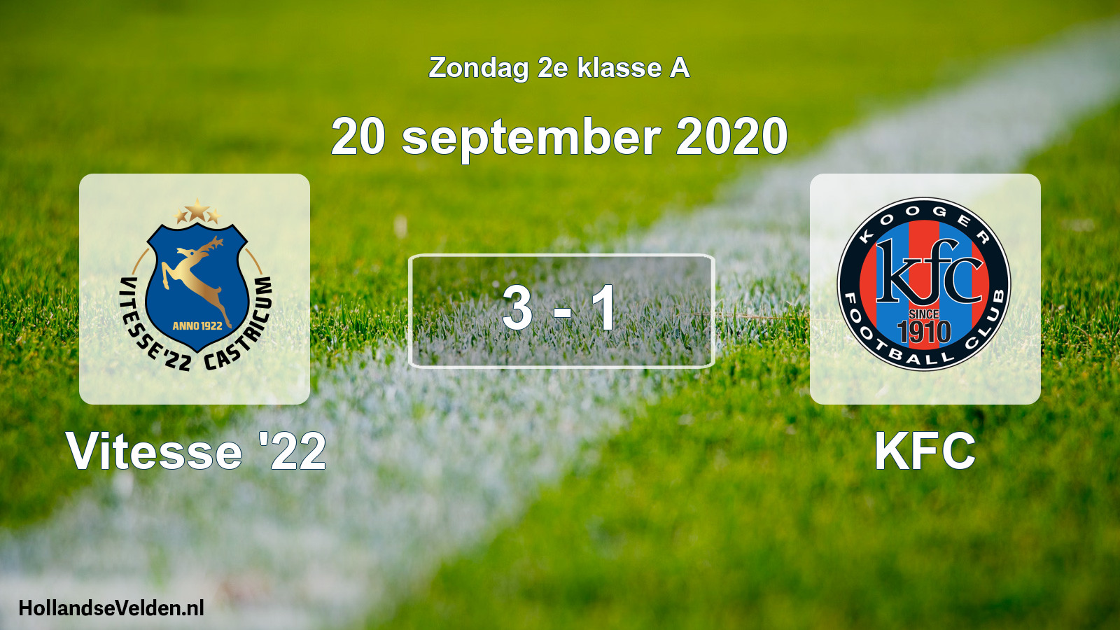 Total number of matches played: Vitesse '22 - KFC 3 - 1 (20 September 2020)