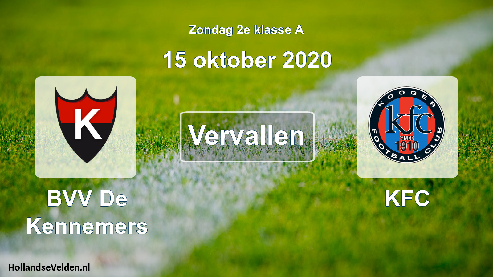 Scheduled Match: BVV De Kennemers - KFC (15 October 2020)
