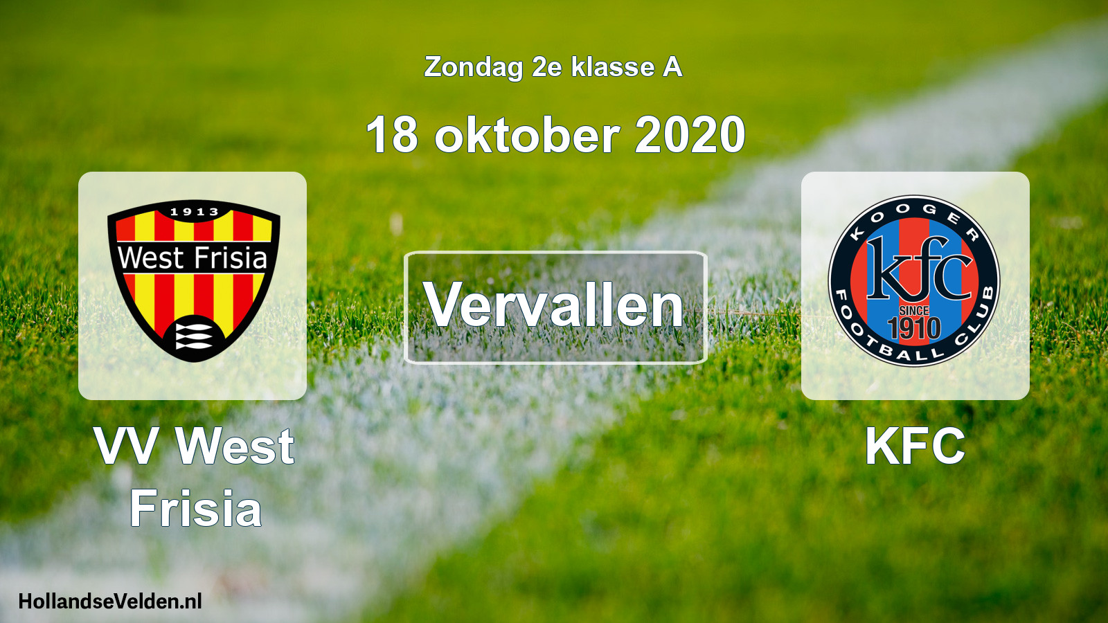 Scheduled Match: VV West Frisia - KFC (18 October 2020)