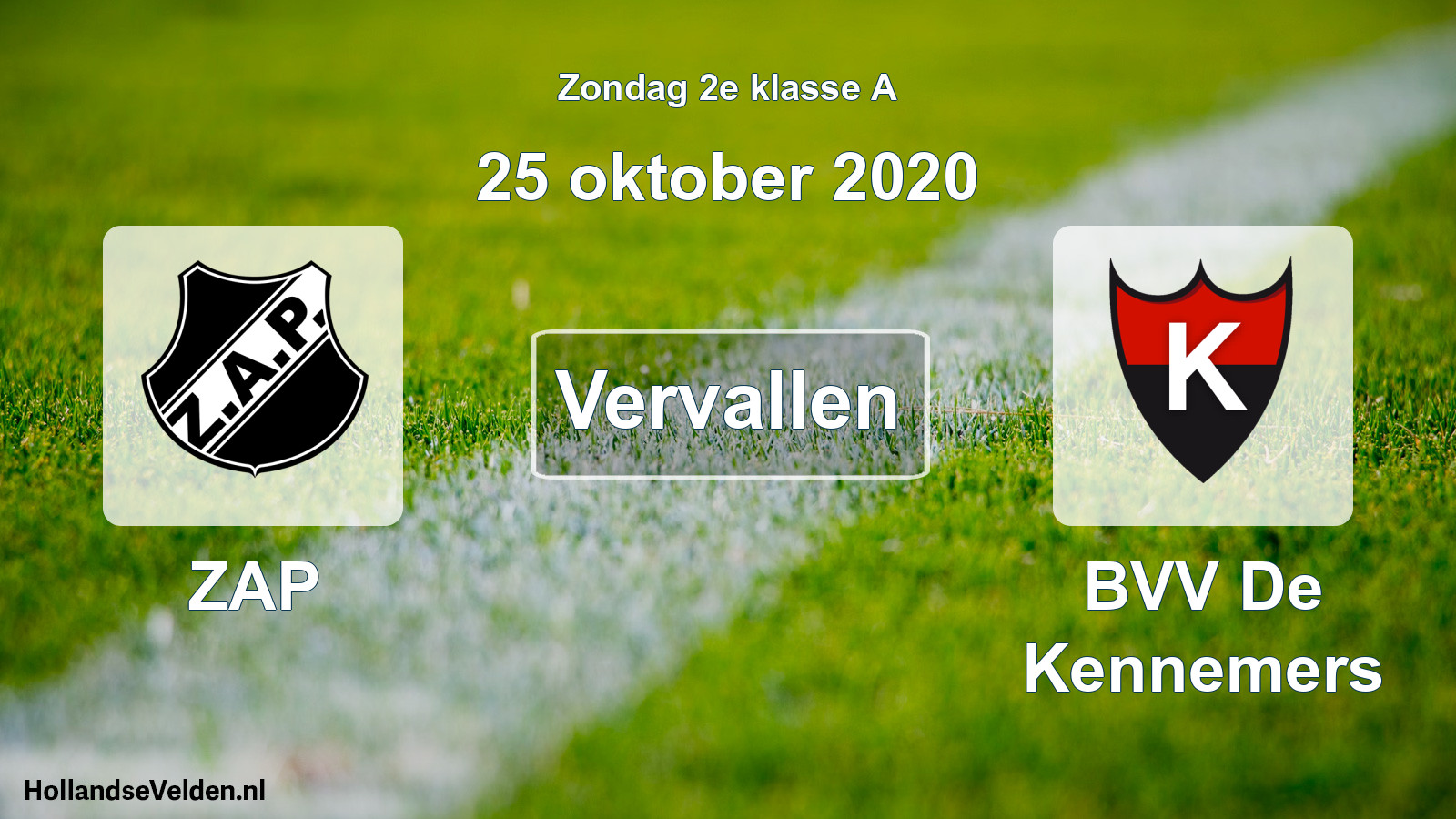 Scheduled Match: ZAP - BVV De Kennemers (25 October 2020)