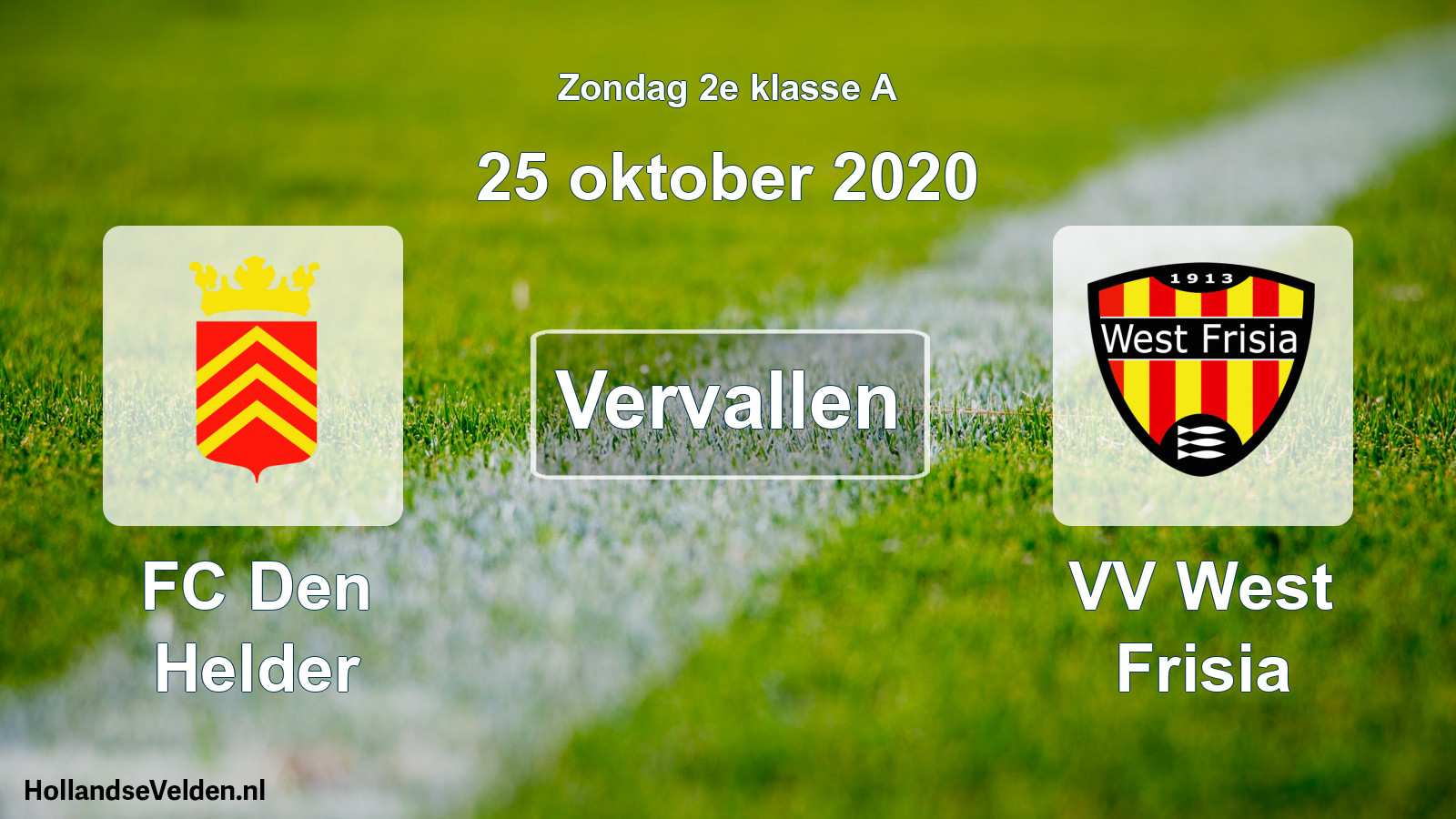 Scheduled Match: FC Den Helder - VV West Frisia (25 October 2020)