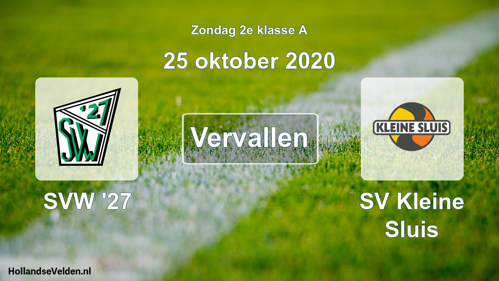 Scheduled Match: SVW '27 - SV Kleine Sluis (25 October 2020)