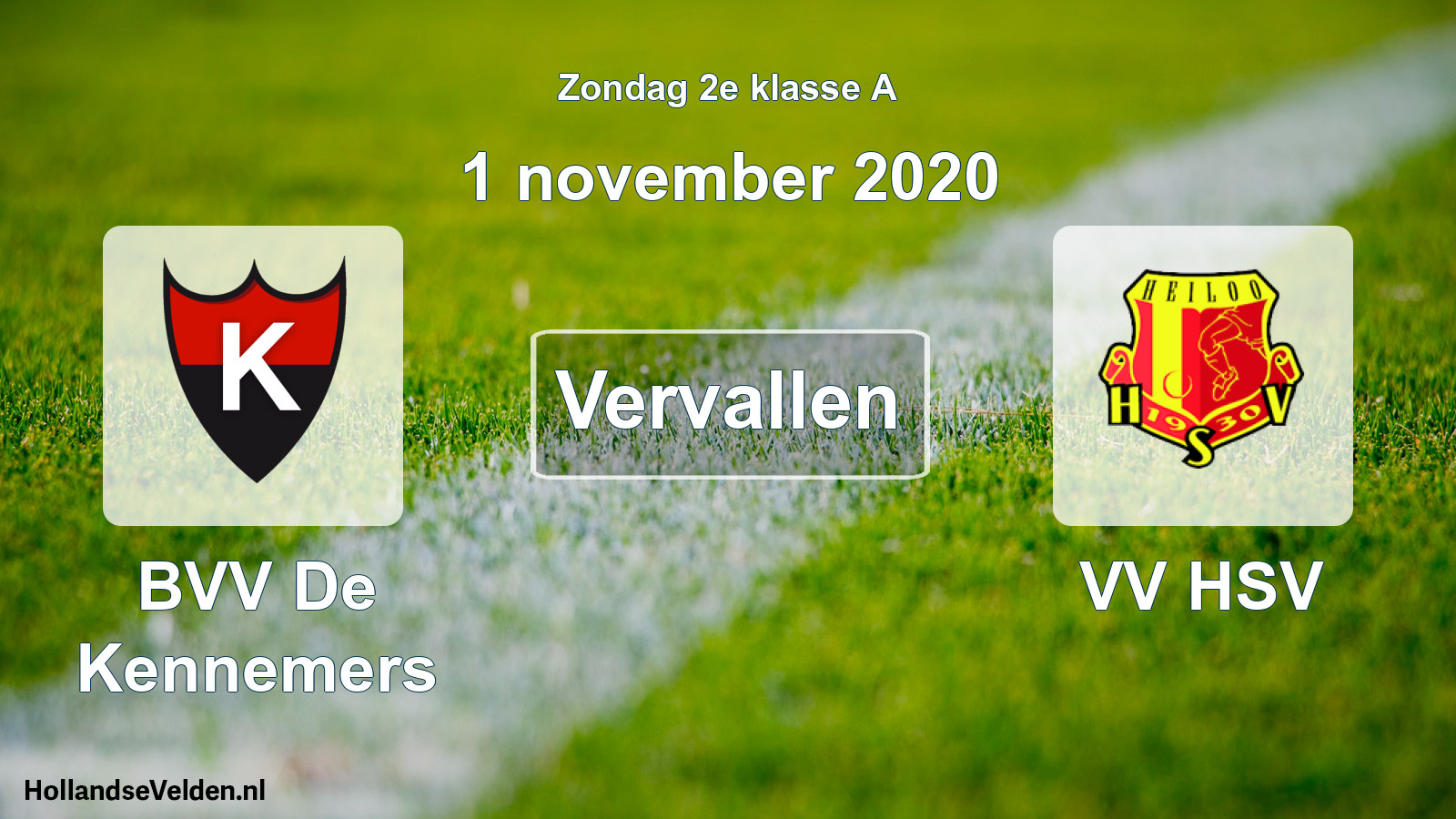 Scheduled Match: BVV De Kennemers - VV HSV (1 November 2020)