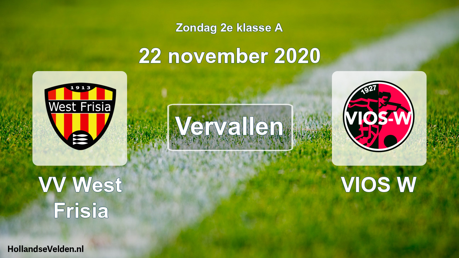 Scheduled Match: VV West Frisia - VIOS W (22 November 2020)