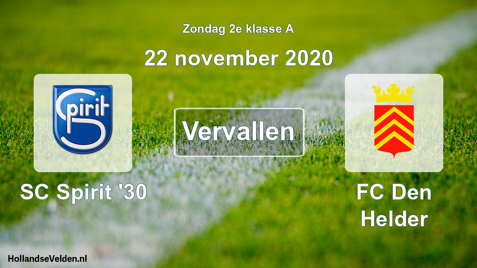 Scheduled Match: SC Spirit '30 - FC Den Helder (22 November 2020)