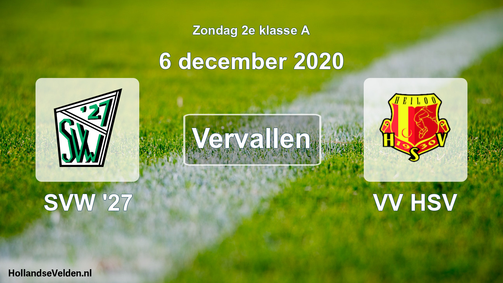 Scheduled Match: SVW '27 - VV HSV (6 December 2020)