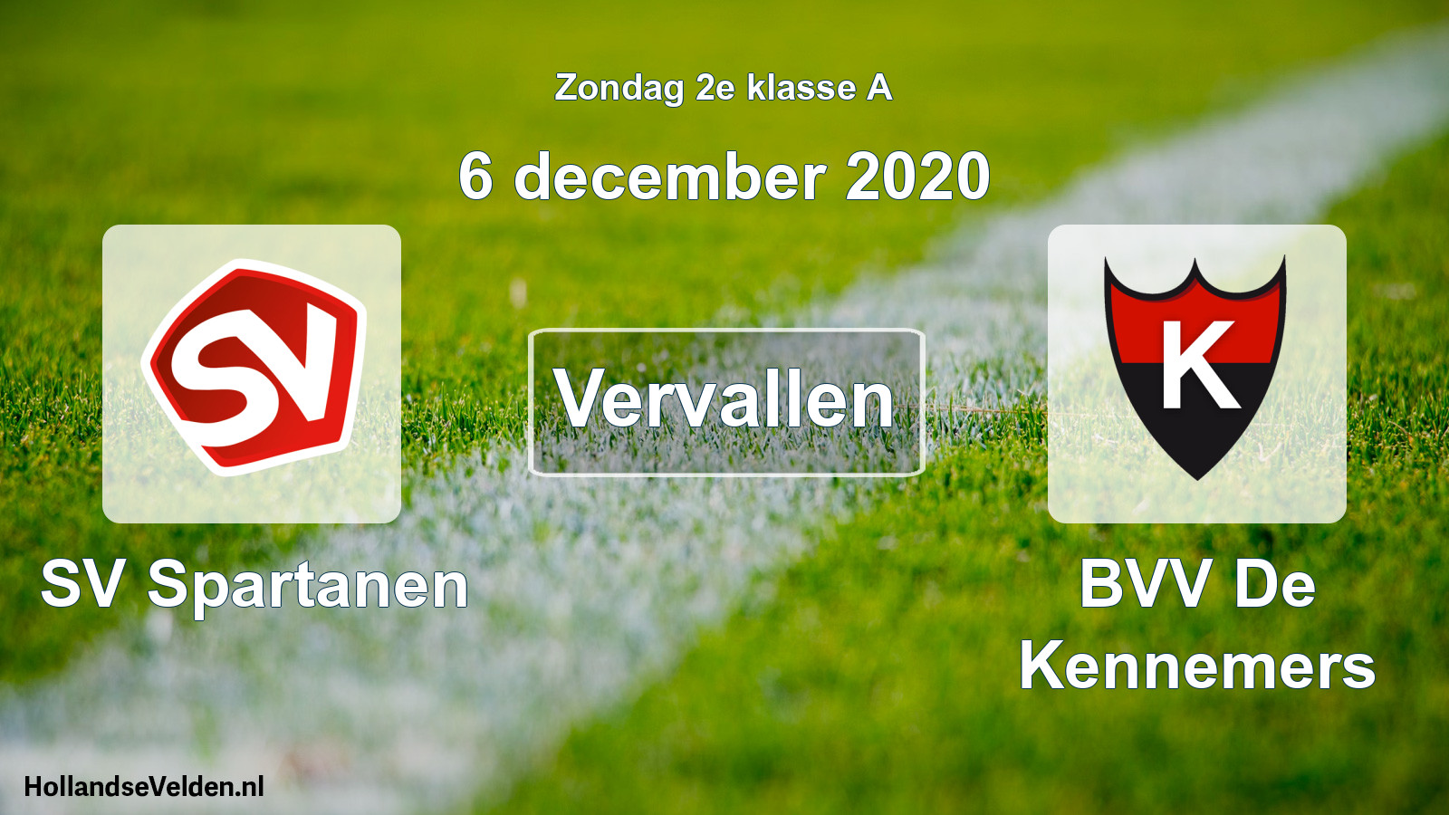 Scheduled Match: SV Spartanen - BVV De Kennemers (6 December 2020)
