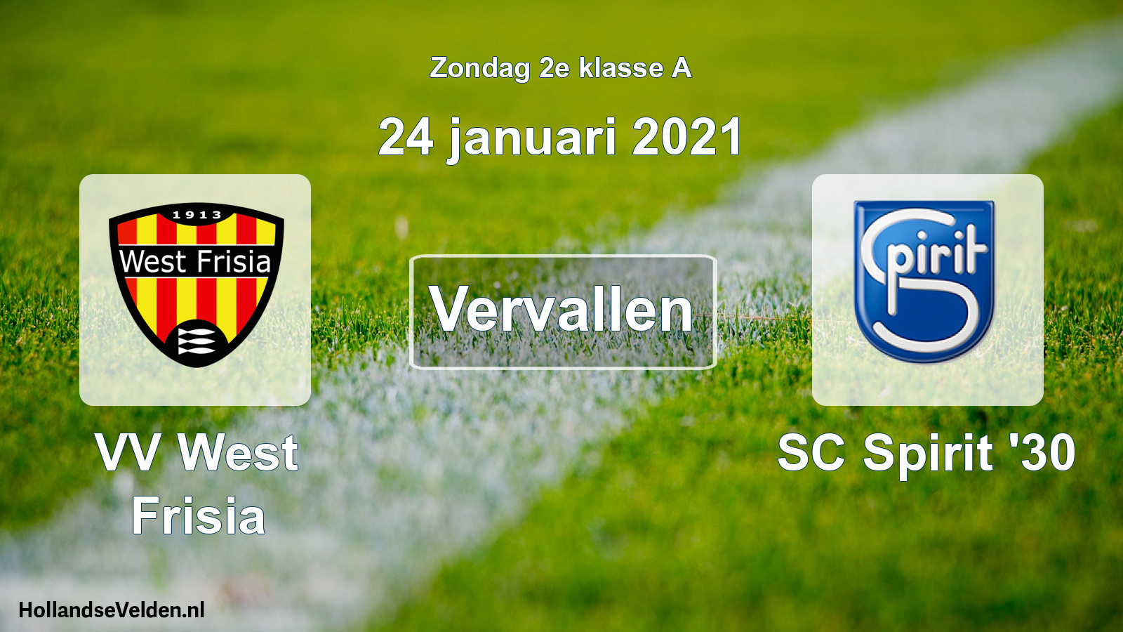 Scheduled Match: VV West Frisia - SC Spirit '30 (24 January 2021)