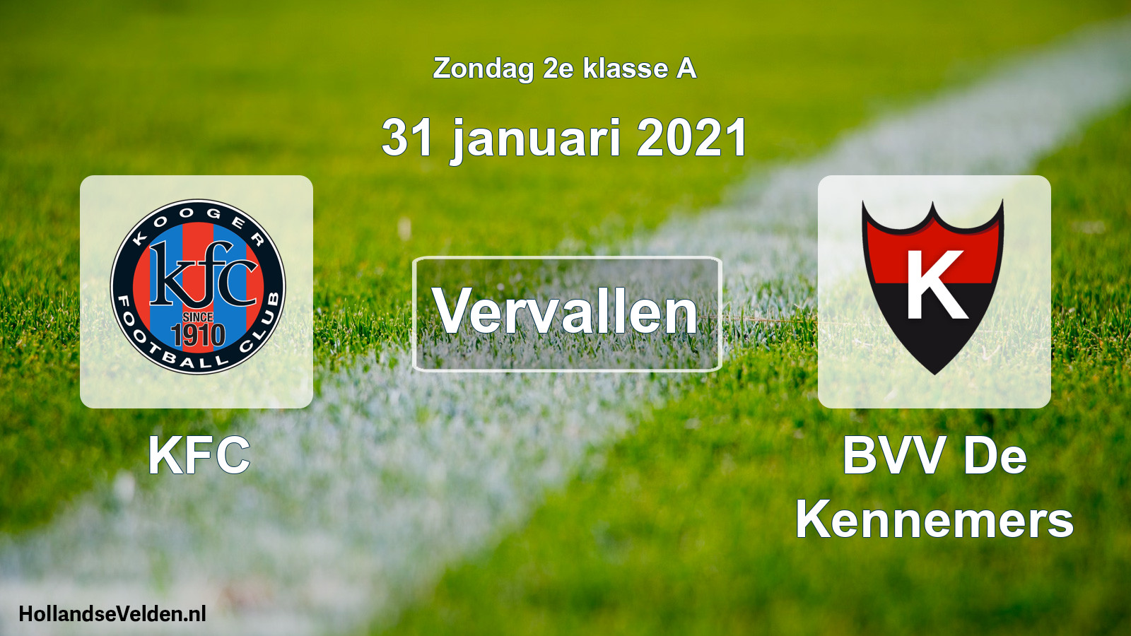 Scheduled Match: KFC - BVV De Kennemers (31 January 2021)