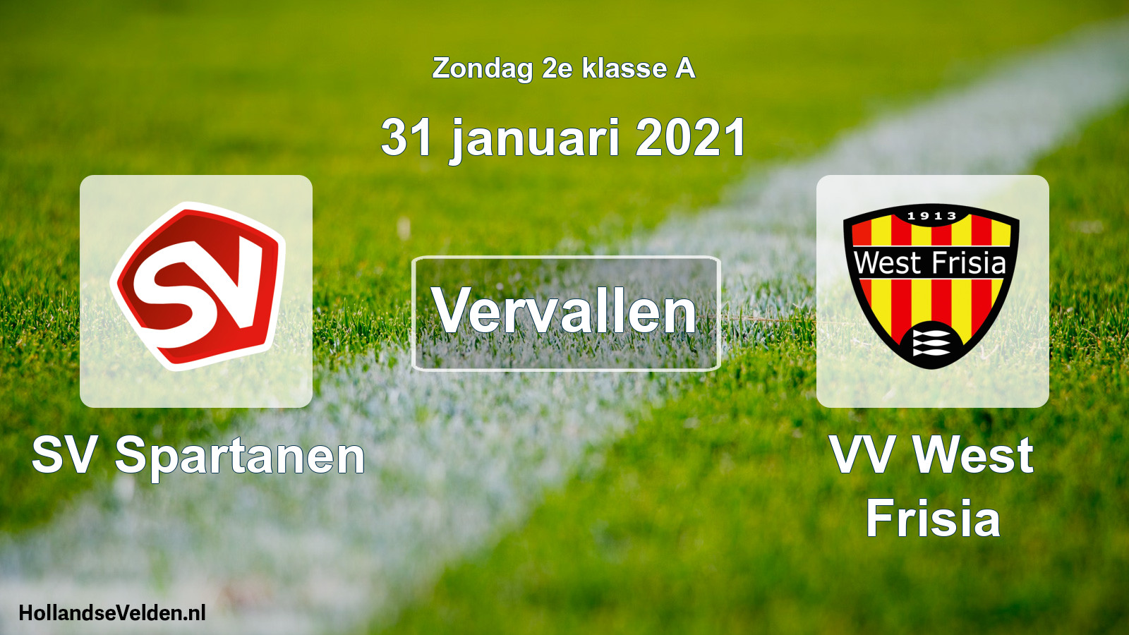 Scheduled Match: SV Spartanen - VV West Frisia (31 January 2021)