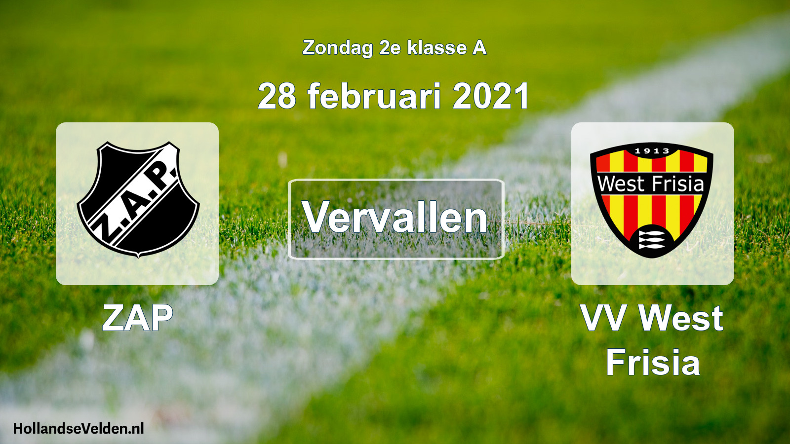Scheduled Match: ZAP - VV West Frisia (28 February 2021)