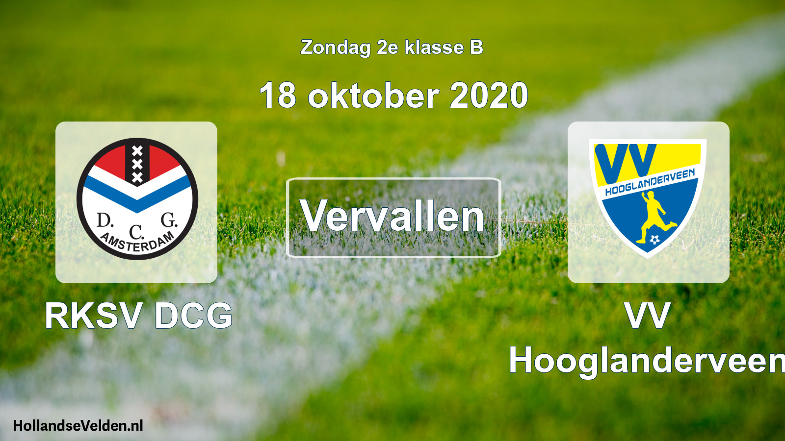Scheduled Match: RKSV DCG - VV Hooglanderveen (18 October 2020)