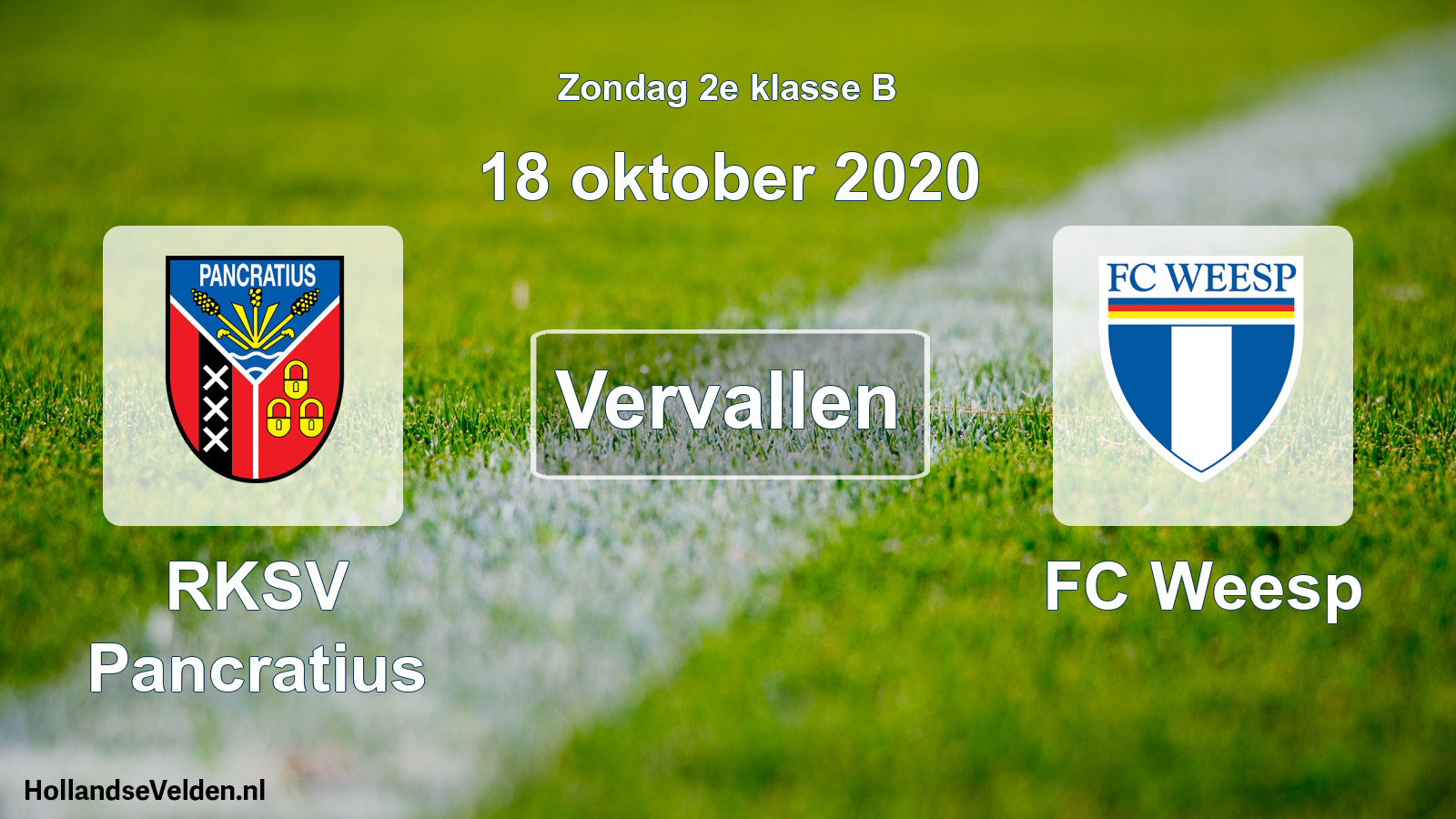 Scheduled Match: RKSV Pancratius - FC Weesp (18 October 2020)