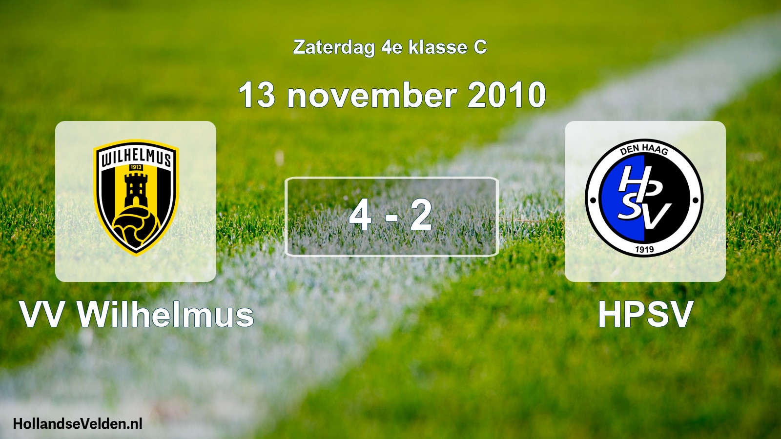 Total number of matches played: VV Wilhelmus - HPSV 4 - 2 (13 November 2010)