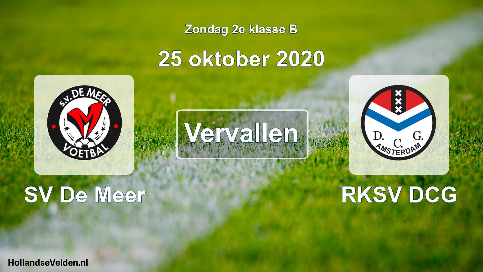 Scheduled Match: SV De Meer - RKSV DCG (25 October 2020)