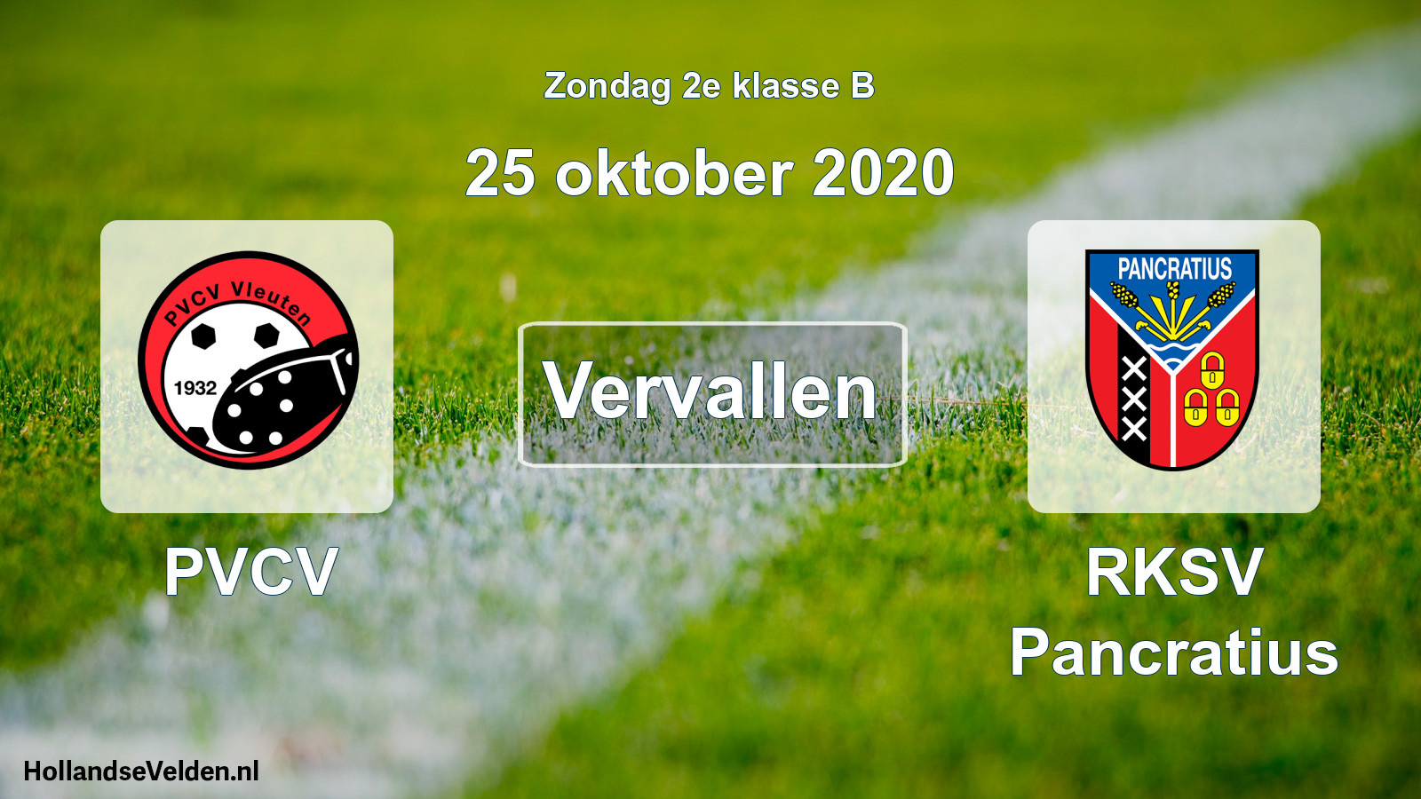Scheduled Match: PVCV - RKSV Pancratius (25 October 2020)
