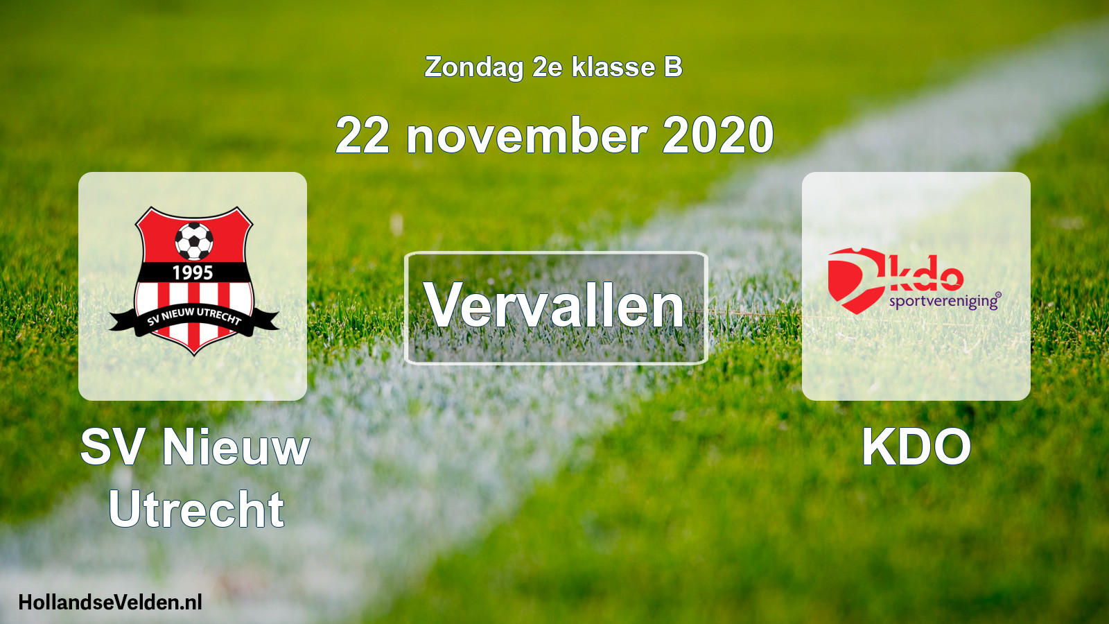 Scheduled Match: SV Nieuw Utrecht - KDO (22 November 2020)