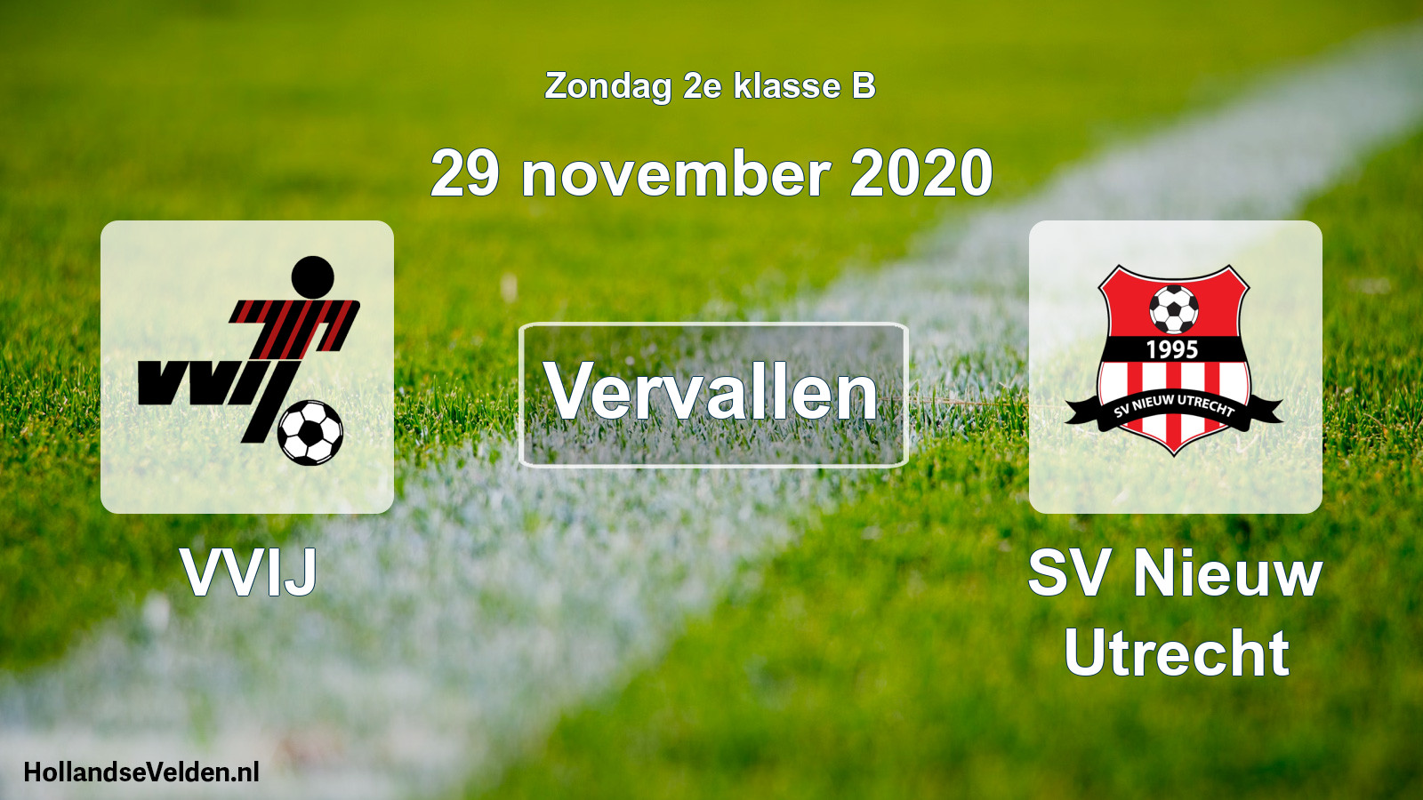 Scheduled Match: VVIJ - SV Nieuw Utrecht (29 November 2020)