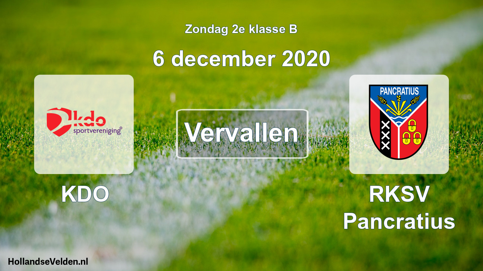 Scheduled Match: KDO - RKSV Pancratius (6 December 2020)