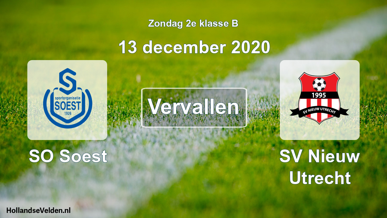 Scheduled Match: SO Soest - SV Nieuw Utrecht (13 December 2020)