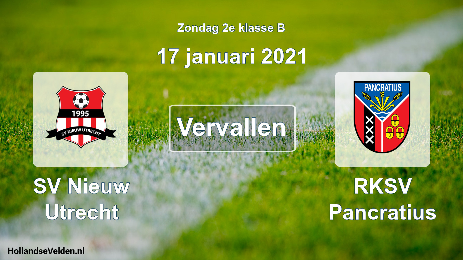 Scheduled Match: SV Nieuw Utrecht - RKSV Pancratius (17 January 2021)