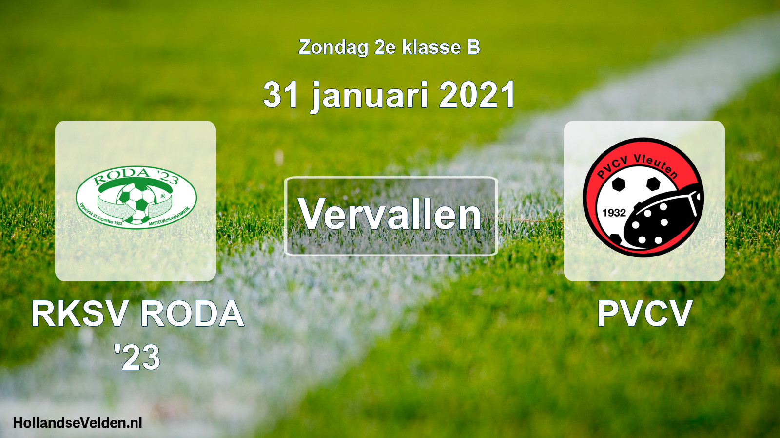 Scheduled Match: RKSV RODA '23 - PVCV (31 January 2021)