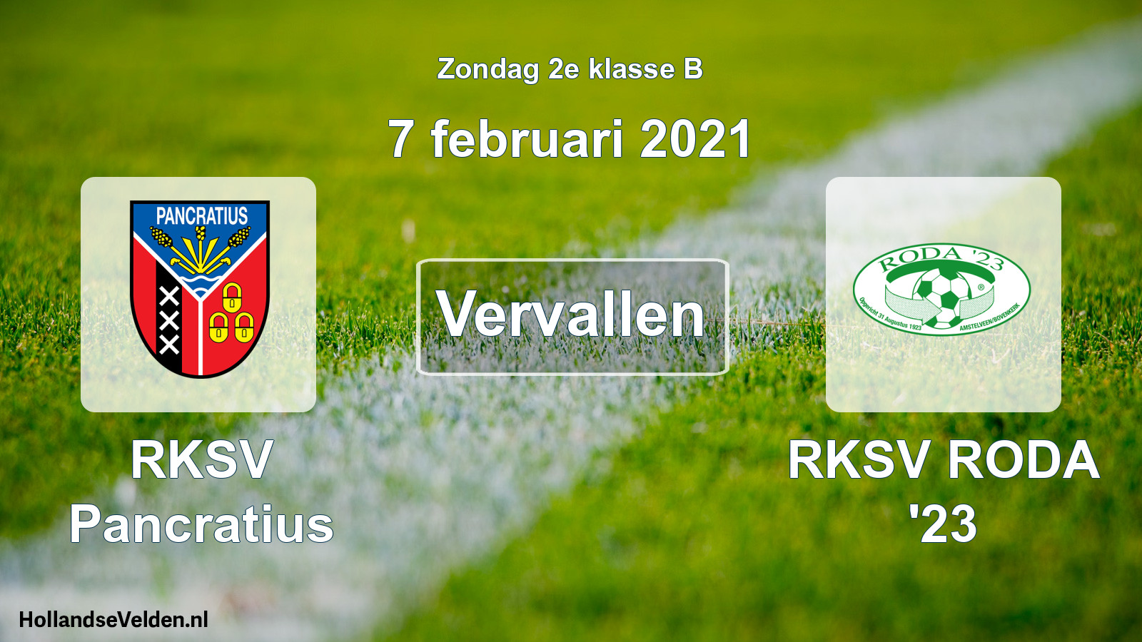 Scheduled Match: RKSV Pancratius - RKSV RODA '23 (7 February 2021)