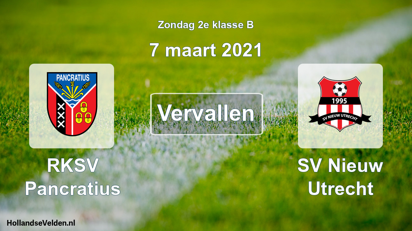 Scheduled Match: RKSV Pancratius - SV Nieuw Utrecht (7 March 2021)