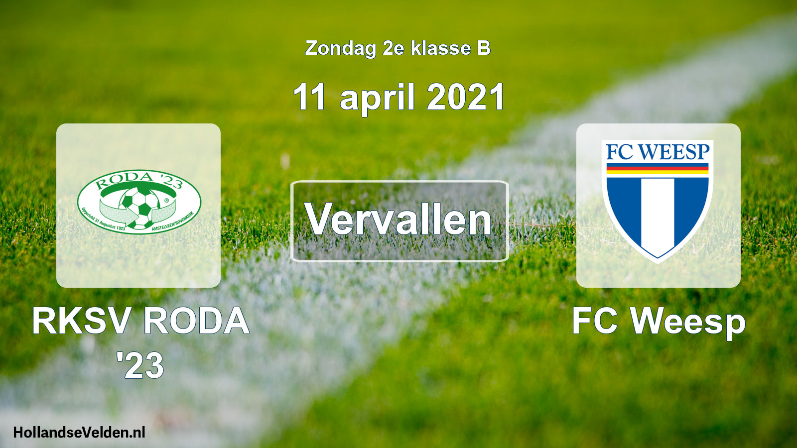 Scheduled Match: RKSV RODA '23 - FC Weesp (11 April 2021)