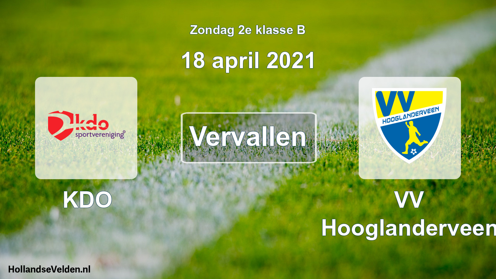 Scheduled Match: KDO - VV Hooglanderveen (18 April 2021)