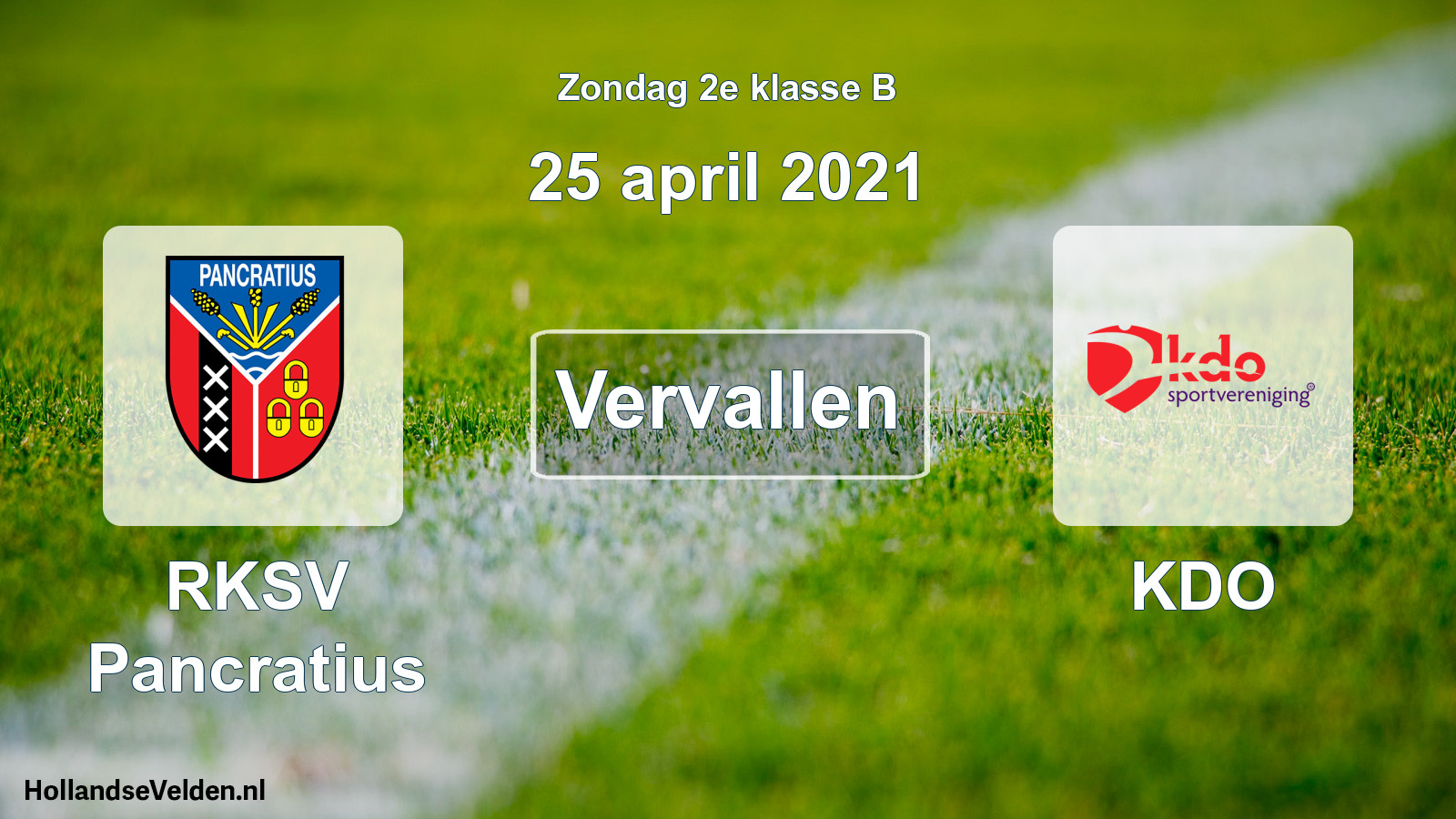 Scheduled Match: RKSV Pancratius - KDO (25 April 2021)