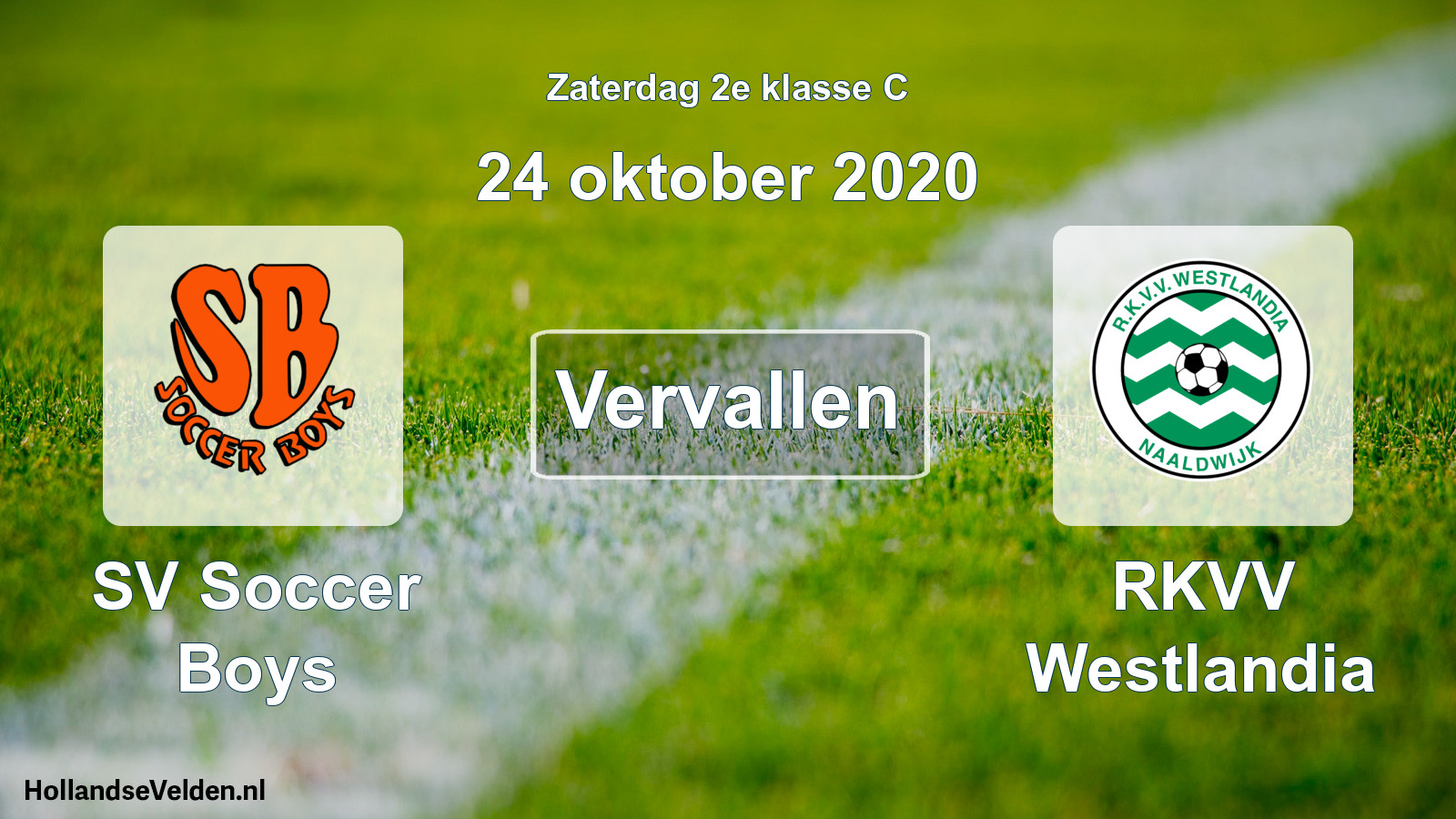 Scheduled Match: SV Soccer Boys - RKVV Westlandia (24 October 2020)