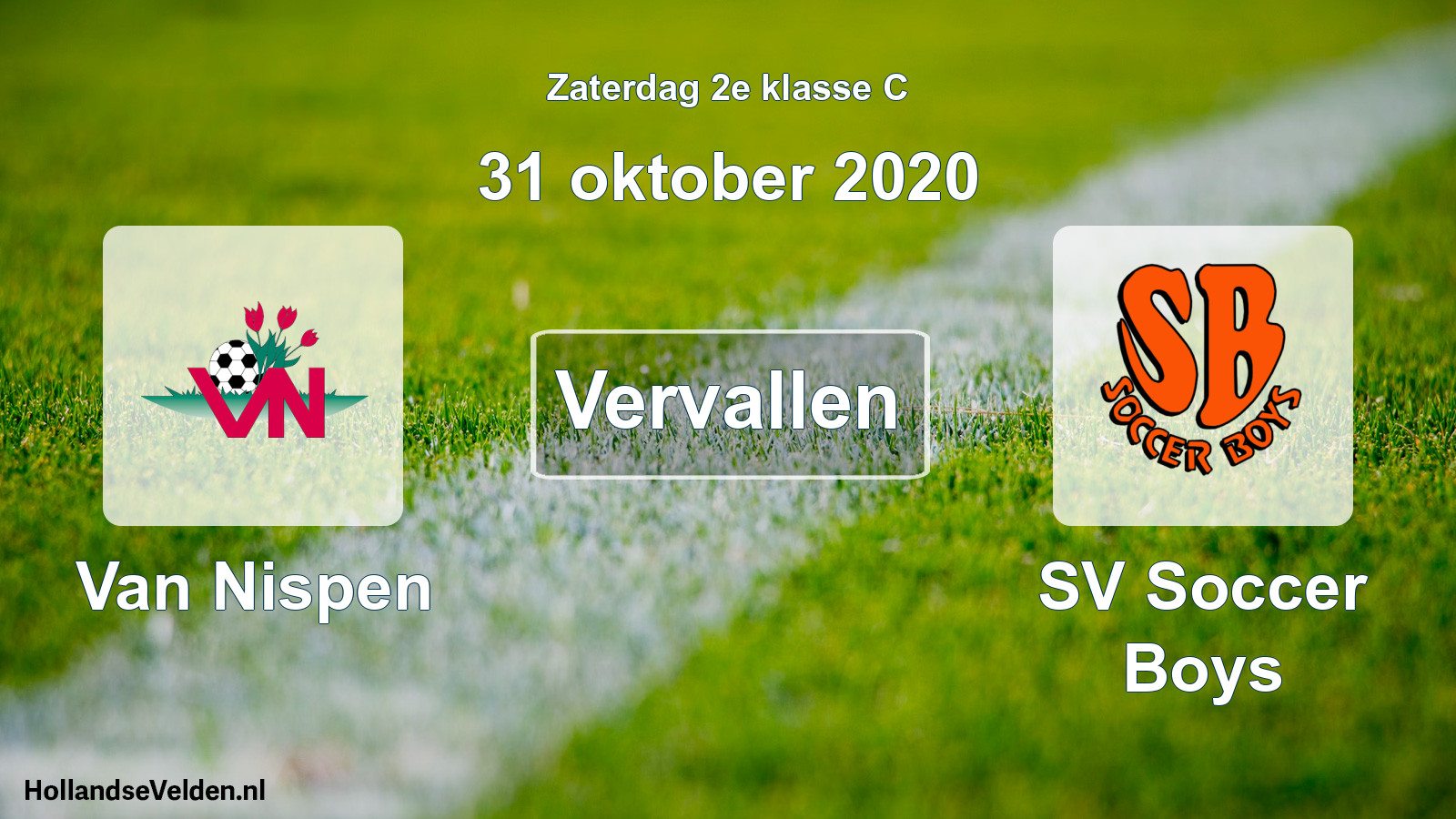 Scheduled Match: Van Nispen - SV Soccer Boys (31 October 2020)
